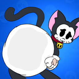 anthro bell bell_collar big_diaper biped black_body black_fur breaking_the_fourth_wall cat_tail clean_diaper collar diaper diaper_squish fur looking_at_viewer looking_back looking_back_at_viewer male paws solo squish tongue tongue_out toony azampooftush brawl_stars supercell_(company) kit_(brawl_stars) domestic_cat felid feline felis mammal 1:1 hi_res