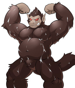 anthro biceps brown_body brown_fur featureless_crotch flexing fur kemono male musclegut muscular muscular_anthro muscular_male nude pecs red_eyes simple_background solo wet white_background maldu dragon_ball dragon_ball_z haplorhine mammal monkey oozaru primate absurd_res hi_res