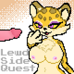 anthro big_breasts breasts countershading curious disembodied_penis duo female genitals male male/female penis smile lewdsidequest kirby_(series) kirby_and_the_forgotten_land nintendo clawroline felid leopard mammal pantherine 1:1 digital_media_(artwork) pixel_(artwork)