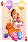 ace_of_hearts anthro areola balloon bow_(feature) bow_tie breasts card card_template clothing clown dotted_background dual_holding female genitals heart_symbol hearts_(suit) holding_balloon holding_object inflatable legwear looking_at_viewer makeup mostly_nude nipples non-mammal_breasts open_mouth pattern_accessory pattern_background pattern_balloon pattern_bow pattern_clothing pattern_legwear pattern_thigh_highs playing_card playing_card_template print_balloon pussy simple_background solo spotted_accessory spotted_balloon spotted_bow stockings striped_clothing striped_legwear striped_thigh_highs stripes text text_on_balloon text_print thigh_highs tongue lonbluewolf clownfish fish marine pomacentrid 2020 english_text hi_res