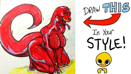 all_fours anthro art_challenge art_prompt bedroom_eyes bent_legs big_breasts big_butt biped black_nails black_sclera blush bodily_fluids breasts butt challenge colored_nails countershading directional_arrow earless eye_contact featureless_breasts feet female female_anthro forked_tongue glistening glistening_eyes huge_breasts kneeling leg_markings long_tongue looking_at_another markers markings multicolored_body multicolored_scales nails narrowed_eyes navel non-mammal_breasts non-mammal_navel nude open_mouth pose pupils red_body saliva sand scales seductive simple_background smile solo tail text thick_thighs toes tongue tongue_out two_tone_body yellow_eyes davidson769 eliza_(davidson769) arthropod humanoid python reptile scalie snake 16:9 2026 artist_collaboration colored digital_media_(artwork) english_text hi_res shaded sketch traditional_media_(artwork) widescreen