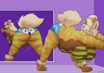 anthro belly bent_over big_breasts breasts butt clothed clothing clothing_transformation female inanimate_transformation looking_back mirror nipples solo topless transformation underwear_transformation pickles-hyena nintendo pokemon mrs._henderson arcanine generation_1_pokemon pokemon_(species)