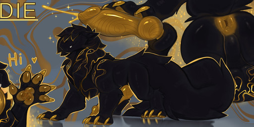 animal_genitalia anus balls big_butt black_body black_fur butt claws erection feral fur gaping gaping_anus genitals knot looking_at_viewer male pawpads penis perineum sheath solo teeth tongue yellow_anus yellow_claws yellow_knot yellow_pawpads yellow_penis yellow_tongue ivnis goldie_(g0ldi3) canid mammal hi_res