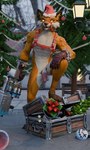 anthro christmas_clothing christmas_headwear christmas_tree clothing genitals harness hat headgear headwear holidays male nude penis plant santa_hat solo tree weapon winter pat3awelitas300 christmas epic_games fortnite fennix_(fortnite) canid canine fox mammal red_fox true_fox hi_res