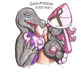 anthro big_breasts blue_eyes blush bodily_fluids breast_play breast_squish breasts breasts_frottage collaborative collaborative_fellatio collaborative_oral collaborative_sex collaborative_titfuck dialogue disembodied_penis duo erection fellatio female genitals group group_sex huge_breasts licking long_tongue looking_at_viewer male male/female master nipples non-mammal_breasts non-mammal_nipples open_mouth oral ownership penile penis penis_lick saliva saliva_string sex simple_background squish teamwork text threesome titfuck tongue tongue_out trio white_background cactuscacti nintendo pokemon generation_7_pokemon legendary_pokemon pokemon_(species) salazzle tapu_lele 2016 english_text traditional_media_(artwork)