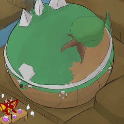 brown_body eyes_closed green_body horn hyper hyper_inflation immobile inflation plant potion sunken_head sunken_limbs tree edragon mythology nintendo pokemon dragon generation_4_pokemon mythological_creature mythological_scalie pokemon_(species) scalie torterra 1:1 2026 hi_res traditional_media_(artwork)