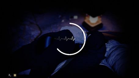 ambiguous/ambiguous ambiguous_gender anthro bandage bandaged_arm bandaged_chest cave duo earbuds electronics gameplay_mechanics headphones heartbeat_line inside lamp lantern moodles pillow portable_music_player rock sleeping sleeping_bag vignette groxxy akittu_(modeler) casualties:_unknown expie_(gunsawian) gunsawian milky_(gunsawian) 3d_(artwork) absurd_res digital_media_(artwork) hi_res
