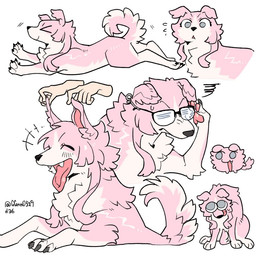 alternate_species eyewear female feral feral_with_hair feralized furrification glasses hair solo ggnn_(artist) bang_dream! anon_chihaya canid canine canis domestic_dog mammal 1:1