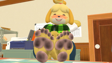 5_toes anthro blush dirty dirty_feet feet female foot_focus fur heel_pad humanoid_feet pawpads paws plantigrade plantigrade_pawpads solo toes yellow_body yellow_fur honey-da-cat_(artist) kabalmystic_(modeler) animal_crossing nintendo isabelle_(animal_crossing) canid canine domestic_cat felid feline felis humanoid mammal 16:9 3d_(artwork) digital_media_(artwork) hi_res source_filmmaker_(artwork) widescreen