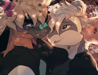anthro band-aid band-aid_on_face band-aid_on_nose bandage bandage_on_face bandage_on_nose bandage_on_snout beard big_ears clothed clothing duo facial_hair female fur grey_body grey_eyes grey_fur hair happy head_horn horn inner_ear_fluff long_ears looking_at_another looking_at_partner male male/female open_mouth pink_body pink_fur plant romantic romantic_couple sky smile teeth tongue tree tuft undressing white_body white_fur white_hair hybris shyryp mythology dragon furred_dragon furred_scalie mammal mouse murid murine mythological_creature mythological_scalie rodent scalie absurd_res digital_media_(artwork) hi_res portrait
