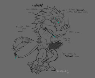 after_transformation animal_genitalia anthro arm_tuft armpit_hair back_tuft balls biceps big_balls big_hands bodily_fluids body_hair breath chest_tuft clawing claws clothing dialogue ear_piercing ear_ring elbow_tuft erection excessive_genital_fluids excessive_precum fangs fluffy fur genital_fluids genitals glowing glowing_eyes growling hair happy_trail huge_balls jewelry looking_pleasured lowered_pants male mane masturbation muscular nude open_mouth panting penile_spines penis piercing precum ring_piercing scratching shaking sheath solo sound_effects tail teeth text torn_clothing transformation tuft underwear whiskers rentalgf kesharo felid lion mammal pantherine werecreature werefelid werelion werepantherine absurd_res english_text hi_res