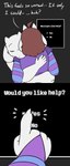 anthro boss_monster_(undertale) bovid brown_hair caprine clothed clothing duo embrace english_text eyes_closed female frisk_(undertale) fur goat hair hi_res horn hug long_ears mammal robertge simple_background text toriel undertale undertale_(series) white_body white_fur