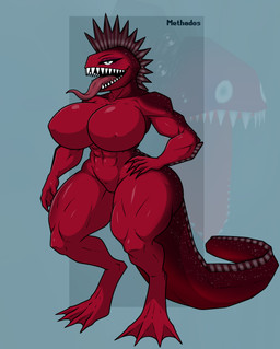 abs anthro anthrofied big_breasts big_tail breasts digitigrade feet female hand_on_hip huge_breasts huge_hips huge_thighs long_tongue membrane_(anatomy) mohawk muscular muscular_anthro muscular_female navel nipples non-mammal_breasts non-mammal_navel non-mammal_nipples sharp_teeth solo standing tail teeth thick_thighs toes tongue tongue_out webbed_feet webbed_hands wide_hips methados mario_bros nintendo unagi_(mario) aquatic eel fish absurd_res hi_res