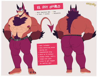 abs anthro armpit_hair barazoku bat_ears bat_nose beard belt biceps big_butt big_muscles black_hair body_hair bottomwear brown_body brown_fur butt chest_hair claws clothing darkened_genitalia deltoids evil_face evil_grin facial_hair fangs feet front_view fur genitals gloves grin hair hairy handwear lucha_libre_mask luchador male manly mask multicolored_body muscular muscular_anthro muscular_arms muscular_male nipple_piercing nipples orange_body orange_fur pants pecs piercing pubes purple_hair rear_view sharp_teeth shirtless simple_background smile solo spade_tail spikes sports_mask sportswear tail tan_body tan_fur teeth text triceps tuft wrestler wrestling_mask unrealrui val_vasquez bat leaf-nosed_bat mammal microbat spectral_bat yangochiropteran 2025 absurd_res english_text hi_res model_sheet