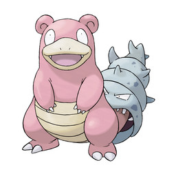 ambiguous_gender belly bite claws curled_ears finger_claws front_view open_mouth open_smile pink_body pink_ears pink_tail shell simple_background smile solo tail tail_bite tail_in_mouth tan_belly teeth three-quarter_view toe_claws white_background white_claws white_sclera ken_sugimori nintendo pokemon generation_1_pokemon pokemon_(species) shellder_(slowbro) slowbro 1:1 full-length_portrait official_art portrait
