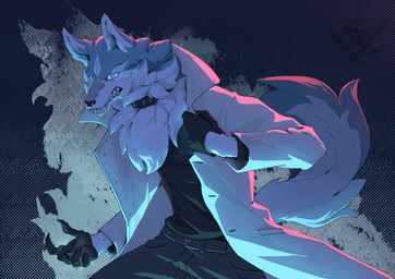 5_fingers anthro black_nose bottomwear claws clothed clothing coat collar fangs fingers fur gloves grey_body grey_fur handwear male pants snarling solo teeth topwear trenchcoat white_body white_fur pixiv_id_53065613 brand_new_animal studio_trigger shirou_ogami canid canine canis mammal wolf 2020 absurd_res digital_media_(artwork) hi_res
