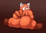 anthro big_butt butt feet female fur huge_butt multicolored_body nude raised_tail red_body red_fur solo stretching tail thick_thighs two_tone_body snuggydoug disney pixar turning_red meilin_lee_(turning_red) ailurid mammal red_panda digital_media_(artwork) hi_res shaded