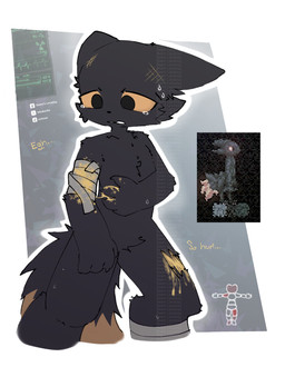 4_fingers anthro bandage black_body black_fur blood blood_from_wound bodily_fluids colored_blood fingers fox_tail fur male pain simple_background solo standing sweat sweatdrop tears tears_of_pain teeth text tuft unusual_blood unusual_bodily_fluids wound_on_leg wounded yellow_blood yellow_body yellow_eyes yellow_fur bikabe3m casualties:_unknown canid canine expie_(gunsawian) fox gunsawian hybrid mammal murid murine rat rodent 2026 digital_media_(artwork) watermark