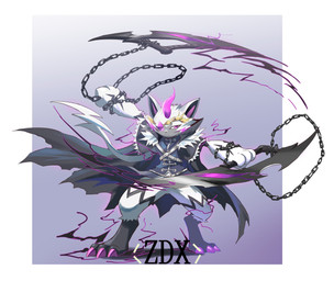 alternate_color anthro aura big_hands black_stripes border cape chain cheek_tuft claws clothing digitigrade dual_wielding energy eye_patch eyewear facial_tuft featureless_crotch fighting_pose front_view fur fur_trim_(clothing) gradient_background holding_object holding_weapon lightning_whiskers looking_at_viewer male male_anthro pose pupils purple_aura purple_claws purple_eyes simple_background slit_pupils solo standing stripes topwear tuft vest weapon white_body white_border white_fur zdx nintendo pokemon fan_character keynes_zavier_(zdx) felid feline generation_7_pokemon legendary_pokemon mammal pokemon_(species) zeraora 2024 absurd_res full-length_portrait hi_res portrait
