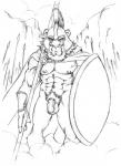 abs anthro armor balls biped claws cloud felid flaccid foreskin furgonomics furryrevolution genitals greek headgear helmet hi_res humanoid_genitalia humanoid_penis lion looking_at_viewer male mammal mane melee_weapon monochrome mountain nipples outside pantherine partially_retracted_foreskin penis polearm pubes shield solo source_request spartan_(roman) spear standing weapon