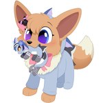 blush bow_(feature) brown_body clothing daww female feral heterochromia holding_object holding_plushie onesie playing plushie solo toy ittybittiestpawz nintendo pokemon gracie_(sweetcupcake) eevee eeveelution generation_1_pokemon pokemon_(species) vaporeon 1:1 hi_res