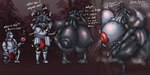 anthro areola armor big_breasts big_butt black_body black_fur bodily_fluids breasts butt drooling female fingers forest fur gender_transformation goo_transformation headgear helmet huge_breasts hyper hyper_breasts knight lactating latex latex_transformation liquid_latex male mtf_transformation nipples nude outside plant raised_tail saliva snout solo species_transformation tail teeth text thick_thighs tongue tongue_out transformation transformation_sequence tree warrior vf-01s canid canine canis human living_latex mammal monster wolf 2025 english_text hi_res