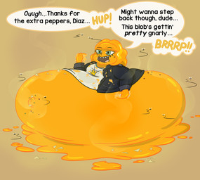 after_transformation black_text brown_background burping cheese dairy_products eating eating_food fart female flies_for_smell food freckled_face freckles green_eyes green_pupils hair jewelry liquid_cheese nachos navel necklace open_mouth orange_body orange_hair orange_skin outie_navel pupils simple_background solo species_transformation stench tan_background text transformation visible_stench yellow_text blubberwhale_(artist) disney disney_channel star_vs._the_forces_of_evil jackie_lynn_thomas food_creature food_humanoid goo_creature goo_humanoid humanoid 2021 digital_drawing_(artwork) digital_media_(artwork) english_description story story_at_source story_in_description