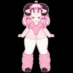 anthro bangs big_breasts bovid breasts bunny_costume caprine clothed clothing corset costume domestic_sheep ear_piercing female fur goat hair hi_res hooves horn leg_warmers legwear lingerie looking_at_viewer mammal muffanphetamine piercing pose shaded sheep smile solo thigh_highs topwear