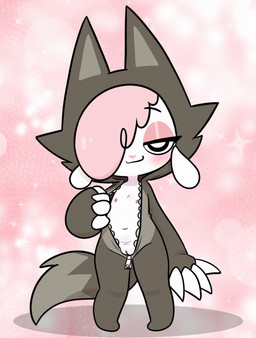 abstract_background anthro clothed clothing costume female female_anthro flat_chested furry_wearing_fursuit fursuit genitals glistening_eyelids hair looking_at_viewer navel nipples onesie onesie_open pink_hair simple_background smile smiling_at_viewer solo standing vulva white_body young young_anthro young_female mindgasmyt chikn_nuggit cofi_(chikn_nuggit) bovid caprine mammal sheep 2025 absurd_res full-length_portrait hi_res portrait
