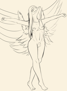 anthro breasts feet female navel nude nude_female open_wings pubes small_breasts smile snout solo spread_arms wings synthawk cavemanon_studios goodbye_volcano_high ko_op_(game_developer) snoot_game fang_(gvh) prehistoric_species pterodactylus pterosaur reptile scalie hi_res monochrome sketch