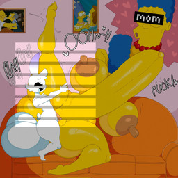 anthro balls big_balls big_breasts big_penis breasts duo female genitals huge_balls huge_breasts huge_penis hyper hyper_genitalia hyper_penis infidelity male male/female male_anthro penetration penis shadow vaginal vaginal_penetration white_body yellow_body lokbunny17 the_simpsons homer_simpson lok_bunny marge_simpson moe_szyslak human lagomorph leporid mammal rabbit 1:1 hi_res