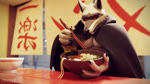 anthro chopsticks cloak_only clothing eating food fur grey_body grey_fur licking licking_lips male muscular muscular_anthro muscular_male noodles ramen_bowl ramen_shop red_eyes smile solo teeth tongue tongue_out frihskie dreamworks puss_in_boots_(franchise) death_(puss_in_boots) death_(valorlynz) canid canine canis mammal wolf 16:9 3d_(artwork) 3d_animation animated digital_media_(artwork) hi_res no_sound short_playtime webm widescreen