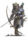 anthro armor arrow_(weapon) bow_(weapon) fangs female holding_melee_weapon holding_object holding_sword holding_weapon jewelry melee_weapon necklace quiver_(object) ranged_weapon ranger scale_armor simple_background solo sword teeth warrior weapon white_background ben_wootten dungeons_and_dragons hasbro pathfinder wizards_of_the_coast gnoll hyena mammal spotted_hyena official_art