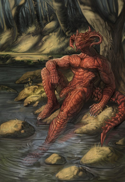 5_fingers abs anthro claws fingers foreskin genitals horn male muscular muscular_anthro muscular_male pecs penis red_body tail water asmotheos dungeons_and_dragons hasbro wizards_of_the_coast dragonborn_(dnd) scalie digital_drawing_(artwork) digital_media_(artwork) hi_res