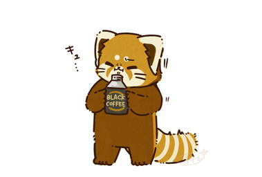 biped brown_body chibi eyes_closed feral kemono simple_background solo text white_background shi_nominmin ailurid mammal red_panda 2023 hi_res japanese_text