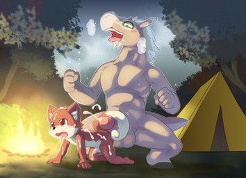 adult_on_young age_difference all_fours anthro balls big_penis bodily_fluids breath brown_body brown_fur butt campfire cum cum_in_mouth cum_inside cum_on_back cum_on_butt cum_on_head cum_on_leg cum_on_penis cum_on_tail cum_while_toyed drooling duo erection fire fluffy fluffy_tail foreskin forest fur genital_fluids genitals grey_body grey_fur humanoid_genitalia humanoid_penis male male/male mane markings night open_mouth orgasm outside outside_sex panting pecs penis plant saliva sex side_butt size_difference small_penis star sweat tail tail_around_penis tail_fetish tail_play tail_sex tailjob tan_markings tent toned_calves tongue tongue_out tree young ofuro fairy_musketeers cane_(fairy_musketeers) esel_(fairy_musketeers) asinus canid canine canis domestic_dog donkey equid equine mammal hi_res
