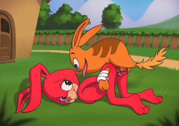 animal_genitalia animal_penis anthro anthro_on_feral anthro_penetrated ass_up balls bestiality biped blue_eyes bodily_fluids breast_squish breasts closed_smile cum cum_in_vagina cum_inside cum_splatter day duo erection eye_contact eyebrows female female_on_feral female_penetrated feral feral_penetrating feral_penetrating_anthro floating_legs floppy_ears folded_ears from_behind_position fur genital_fluids genitals larger_anthro larger_female looking_at_another looking_at_partner looking_back looking_back_at_another looking_back_at_partner male male/female male_penetrating male_penetrating_female mouth_closed nude open_mouth outside outside_sex penetration penile penile_penetration penis penis_in_vagina perching_position red_body red_fur sex size_difference small_breasts smaller_feral smaller_male smile squish tongue tongue_out vaginal vaginal_penetration minum toontown_online ambiguous_species doodle_(toontown_online) lagomorph leporid mammal rabbit 2025 absurd_res hi_res