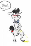 anthro backsash balls bandanna black_nose blush canine clothing dialog dog english_text fur hair male mammal multi-colored_hair nude peeing penis plain_background solo text urine watersports white_background white_fur
Rating: Explicit
Score: 4
User: backsash
Date: February 20, 2014