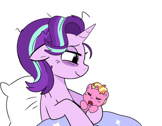 age_difference bent_leg black_eyes blonde_mane blue_blanket blue_mane blush blush_lines bodily_fluids crying duo ears_down eyelashes eyes_closed female female_feral feral frown fur happy horn larger_female larger_feral lidded_eyes looking_at_another mane medium_mane messy_mane messy_tail multicolored_mane neonate older_female older_feral open_frown open_mouth orange_mane pillow pink_body pink_fur pivoted_ears purple_horn red_mouth short_mane simple_background sitting size_difference smaller_female smaller_feral smile smiling_at_another tail tears thin_eyebrows tired tired_eyes two_tone_mane under_blanket unicorn_horn white_background white_pillow young young_female young_feral younger_female younger_feral wolflly10 friendship_is_magic hasbro my_little_pony mythology luster_dawn_(mlp) starlight_glimmer_(mlp) equid equine mammal mythological_creature mythological_equine unicorn 2025 absurd_res colored digital_drawing_(artwork) digital_media_(artwork) english_description hi_res shaded daughter_(lore) mother_(lore) mother_and_child_(lore) mother_and_daughter_(lore) parent_(lore) parent_and_child_(lore) parent_and_daughter_(lore)
