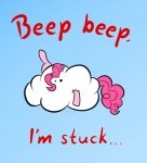 beep_beep cloud earth_pony english_text equid equine female flying friendship_is_magic hasbro hi_res horse mammal mr-1 my_little_pony pinkie_pie_(mlp) pony solo stuck tail text