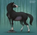 bamboo bamboo_stick bamboo_tree feral forest fur hair jungle male nude plant pose rock simple_background solo standing tree jenery disney mulan_(1998) khan_(disney) equid equine horse mammal digital_media_(artwork)