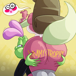 anthro apron big_breasts big_butt breasts brown_hair butt butt_grab clothed clothing dress duo female fully_clothed furgonomics gloves hair hand_on_butt handwear legwear long_hair male male/female mature_female one_eye_closed pantyhose pink_clothing pink_dress purple_eyes smile speech_bubble text text_on_clothing wide_hips jamearts catherine_basil-lisk jimmy_basil-lisk lizard reptile scalie 1:1 2026 hi_res pictographics mother_(lore) mother_and_child_(lore) mother_and_son_(lore) parent_(lore) parent_and_child_(lore) parent_and_son_(lore) son_(lore)