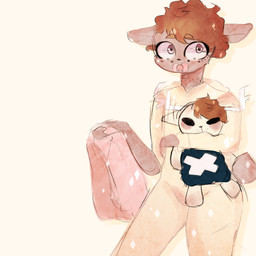 anthro clothing female onesie pacifier plushie solo young young_anthro yampurro damien_friskey deer mammal 1:1 low_res