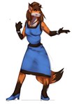 amber_eyes anthro blue_bottomwear blue_clothing blue_dress blue_shorts bottomwear brown_hair clothed clothing dress female footwear fur hair high_heels jewelry necklace pose presenting shoes shorts silver_(metal) silver_bracelet silver_jewelry silver_necklace solo tail treats_(artist) elora_(alexsheepdogiii) canid canine fox mammal colored colored_sketch digital_media_(artwork) full-length_portrait portrait sketch