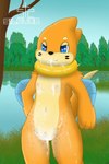 blue_eyes bodily_fluids breasts clitoris cum cum_covered cum_in_pussy cum_inside cum_on_body cum_on_face female feral forest fur genital_fluids genitals heart_eyes heart_symbol jungle looking_at_viewer messy navel orange_body orange_fur plant pussy sea smile solo tree vaginal_fluids water silavos nintendo pokemon buizel generation_4_pokemon mammal pokemon_(species) hi_res watermark