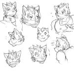 aged_up anthro chibi eyebrows facial_sketch male simple_background smile solo surprise thick_eyebrows paomer morenatsu torahiko_(morenatsu) felid mammal pantherine tiger 1:1 black_and_white monochrome sketch sketch_page