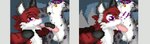 anthro avaa_velvet canid canine canis collar digital_media_(artwork) duo felid fox genitals intersex intersex/male male maleherm mammal pantherine penis pixel_(artwork) reenpaw selfie simple_background snow_leopard the_shen