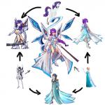 black_hair breasts cleavage clothed clothing female fusion group hair hexafusion horn melee_weapon ponytail purple_hair simple_background sword weapon white_background checkerboardazn disney friendship_is_magic frozen_(disney) hasbro kill_la_kill my_little_pony mythology studio_trigger elsa_(frozen) junketsu rarity_(mlp) satsuki_kiryuin equid equine human kamui_(kill_la_kill) mammal mythological_creature mythological_equine unicorn 1:1 absurd_res crossover hi_res official_art reference_image