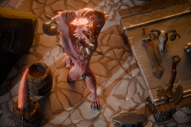 anthro axe barbarian blacksmith bone codpiece jewelry koteka male mask necklace red_body solo tattoo text tribal weapon foirgairwolf mythology howlark_(foirgairwolf) canid canine mammal mythological_canine mythological_creature werecanid werecanine werecreature werewolf 3:2 3d_(artwork) absurd_res blender_(artwork) blender_cycles_(artwork) digital_media_(artwork) english_text hi_res