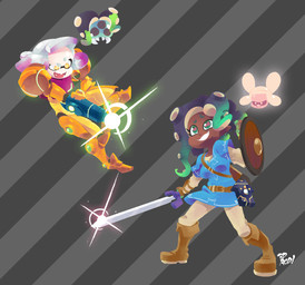 armor boots clothing dark_body dark_skin female footwear group melee_weapon pseudo_hair shield shoes suction_cup sword tentacle_hair tentacles weapon wings 3drod breath_of_the_wild metroid nintendo splatoon the_legend_of_zelda link marina_(splatoon) off_the_hook_(splatoon) pearl_(splatoon) samus_aran alien animal_humanoid aquatic aquatic_humanoid cephalopod cephalopod_humanoid fairy humanoid inkling metroid_(species) mollusk mollusk_humanoid octarian octoling 2017 crossover hi_res signature